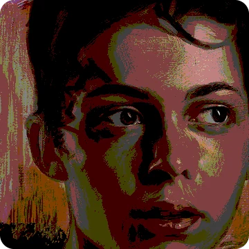 The study reduced to a few flat colour steps